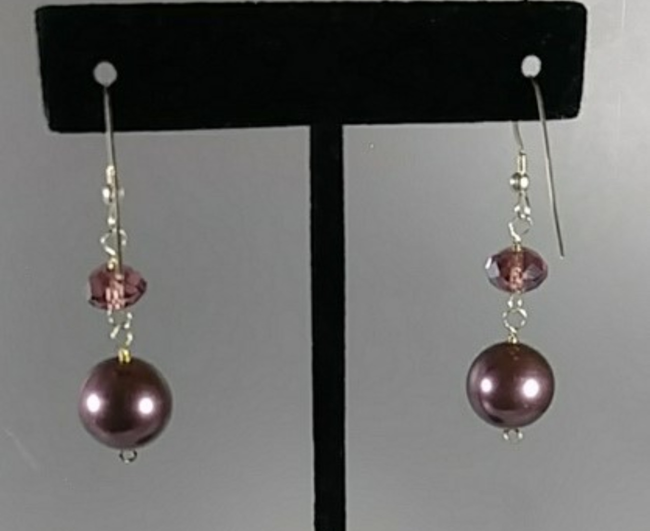 608 - EAR - Description: Earrings: Sterling Silver Earwire - Swarovski Crystal Pearl Beads Dimension: 1 1/2 ' L (Inches)