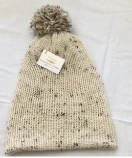 - Unisex Accessory - Material: 100% Acrylic Yarn - Care: Hand Wash, Cold Water, Dry Flat - Construction: Double Layered Knit Beanie (handmade) - Size: Adult (One Size) Stretchable - Color(s): Tweed - Item packed in clear resealable plastic storage bag